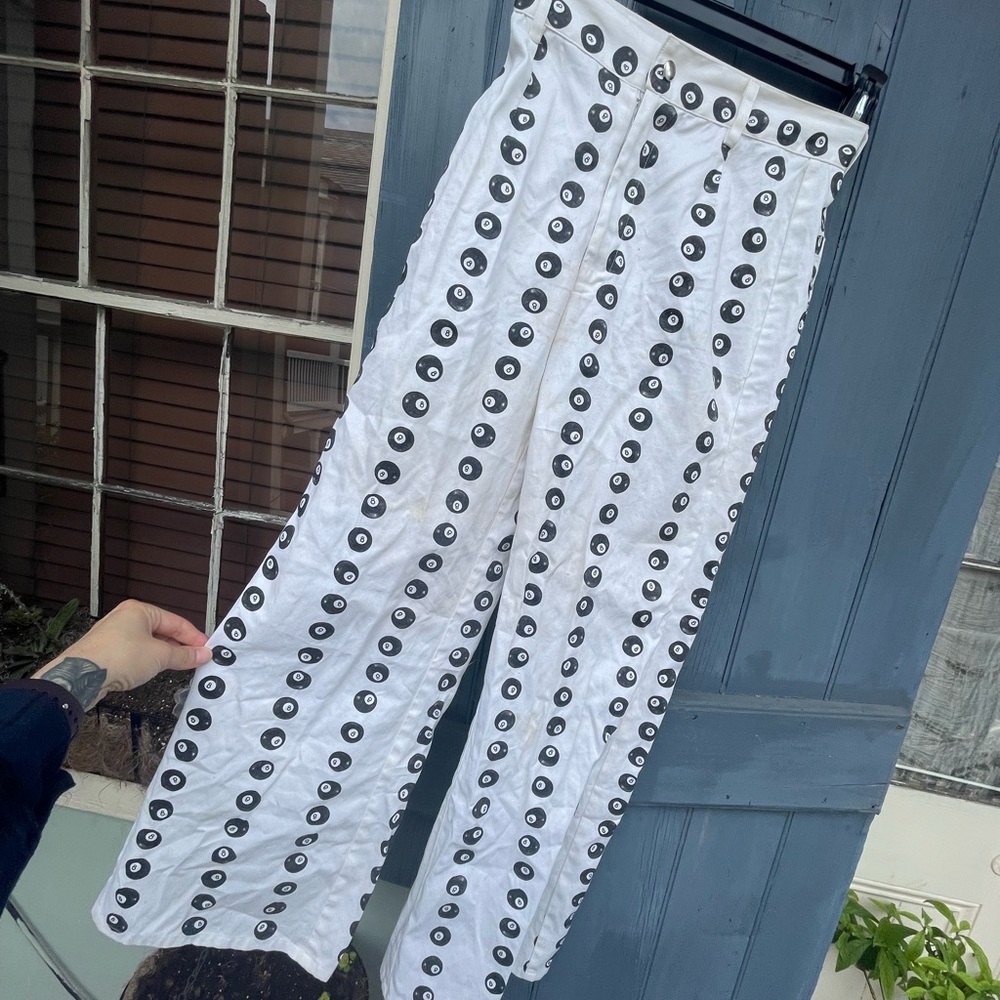 TATI COMPTON X ROSECUT 8 BALL HIGH WAISTED WHITE JEAN PANTS